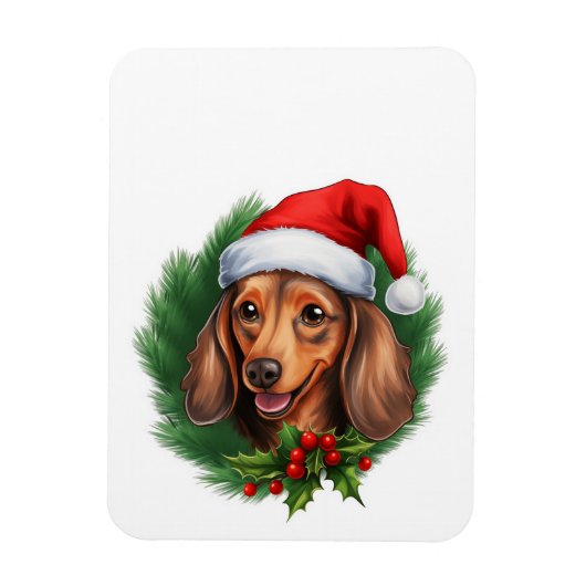 Magnet Flexible Dachshund Christmas Wreath (Vertical)