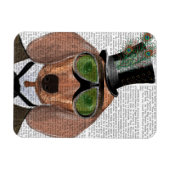 Magnet Flexible Dachshund Green Gogges Top Hat (Horizontal)