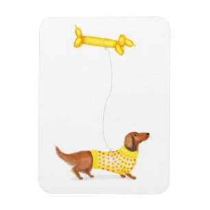 Magnet Flexible Dachshund mignon avec saucisson chien de ballon ai