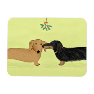 Magnet Flexible Dachshund Mistletoe Kiss - Wiener Dog Christmas