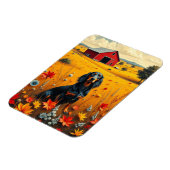 Magnet Flexible dachshund on the farm in autumn (Côté Gauche)