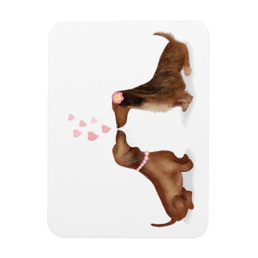 Magnet Flexible Dachshunds dans l'aimant frigo (deux filles) (Vertical)