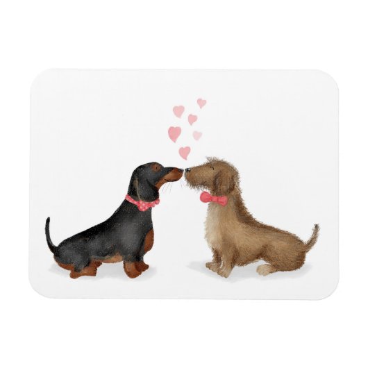 Magnet Flexible Dachshunds en amour aimant frigo aimant (deux garç (Horizontal)
