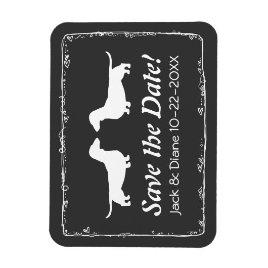 Magnet Flexible Dachshunds Mariage Enregistrer la date Aimant flex (Vertical)