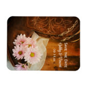 Magnet Flexible Daisies Cowboy Boots Western Wedding Enregistrer l (Horizontal)
