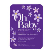 Magnet Flexible Daisy baby shower oh invitation bébé violet (Vertical)