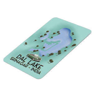 Magnet Flexible Dal Lake, Srinagar, Inde poster de voyage Carte