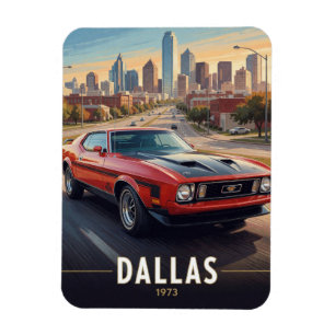 Magnet Flexible Dallas Texas Voiture de Performance Classique 1973
