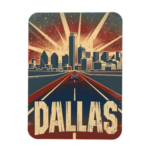 Magnet Flexible Dallas Vintage voyage Ad Art (Vertical)