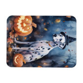Magnet Flexible Dalmatien d'Halloween avec citrouilles effrayant (Horizontal)