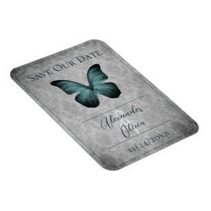 Magnet Flexible Damas de papillon Vintage turquoise Enregistrer la