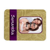 Magnet Flexible Damas d'or et ruban violet (Horizontal)