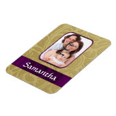 Magnet Flexible Damas d'or et ruban violet (Côté Gauche)