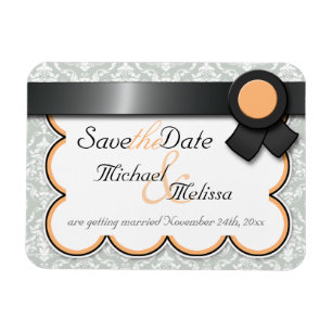 Magnet Flexible Damas orange et gris Enregistrer l'aimant à plat D