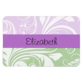 Magnet Flexible Damas pourpres, Damas vert, Votre Nom (Horizontal)