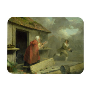 Magnet Flexible Dame âgée ondulant un bâton à un garçon, 1793