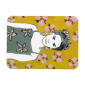 Magnet Flexible Dame en fleurs roses - Jaune (Horizontal)