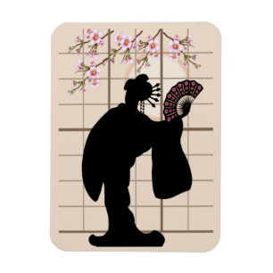 Magnet Flexible Dame japonaise à la fenêtre
