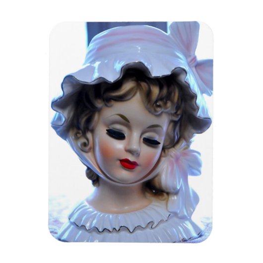 Magnet Flexible Dame victorienne en Bonnet Ruffled Tête Vase Girly (Vertical)