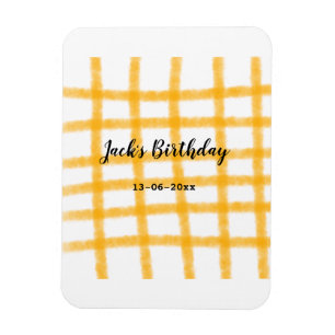 Magnet Flexible damier jaune noir ajouter nom date anniversaire