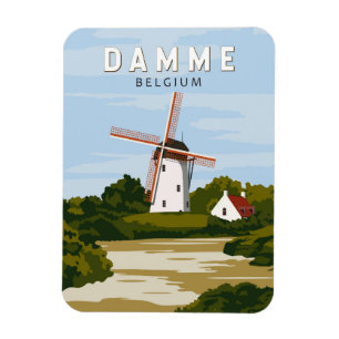 Magnet Flexible Damme Belgique Retro Travel Art Vintage
