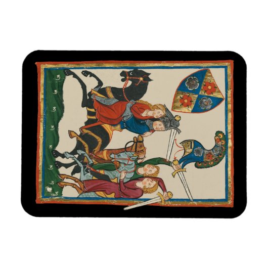 Magnet Flexible Damsel In Distress, Art Médiéval Du XIVe Siècle (Horizontal)