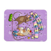 Magnet Flexible Dancing Mice Nom et âge Bonne fête d'anniversaire (Horizontal)