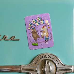 Magnet Flexible Dancing Mice Nom et âge Bonne fête d'anniversaire