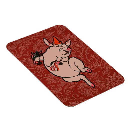Magnet Flexible Dancing Pig Antique Cute Danseuse (Côté Droit)