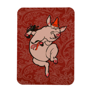 Magnet Flexible Dancing Pig Antique Cute Danseuse