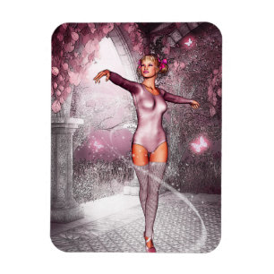 Magnet Flexible Danse rose ballerine et beaux papillons