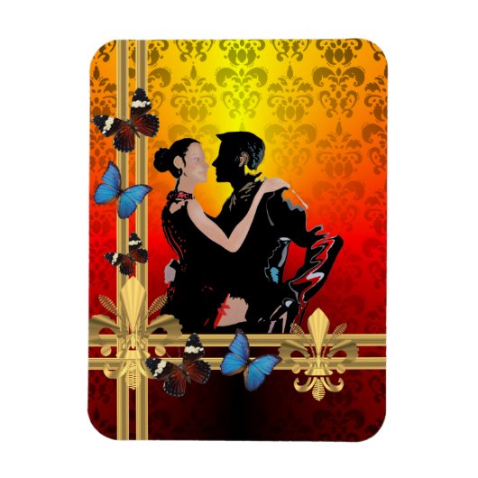 Magnet Flexible Danseurs de tango romantiques sur damask (Vertical)
