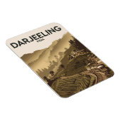 Magnet Flexible Darjeeling Inde Illustration Voyage Art Vintage (Côté Droit)