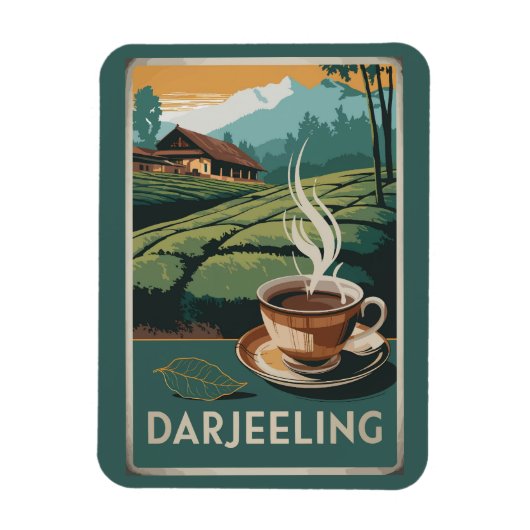 Magnet Flexible Darjeeling India Tea Travel Art Vintage (Vertical)