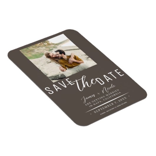 Magnet Flexible Dark Taupe Enregistrer la date Mariage photo (Côté Droit)