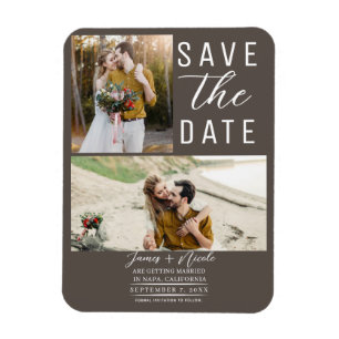 Magnet Flexible Dark Taupe Modern 2 Photos Enregistrer la date Mar