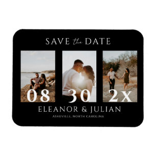 Magnet Flexible Date de mariage à sauver moderne noire 3 Photo Fil