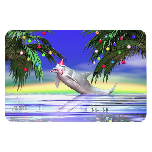 Magnet Flexible Dauphin de Noël tropical (Horizontal)