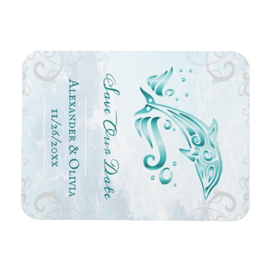 Magnet Flexible Dauphin turquoise Enregistrer l'aimant Date (Horizontal)