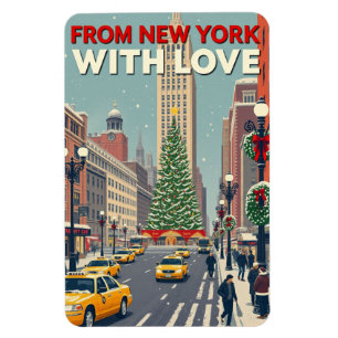 Magnet Flexible De New York Avec Amour Vintage Retro Noël