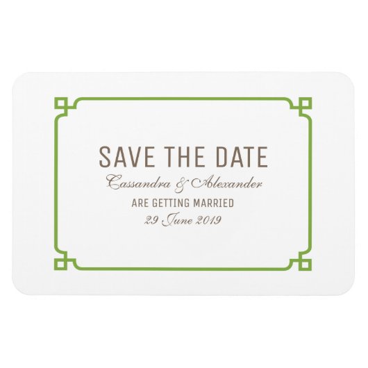 Magnet Flexible Déco de verdure Chic Enregistrer la date (Horizontal)