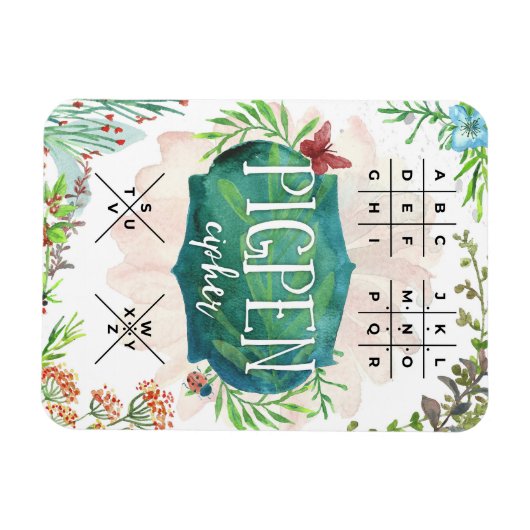 Magnet Flexible Décodez votre message avec le pher Pigpen (Horizontal)