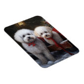 Magnet Flexible Décor de Noël Bichon Frise Snowy Sleigh (Côté Droit)