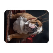 Magnet Flexible Décor de Noël Bulldog Snowy Sleigh (Horizontal)
