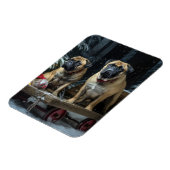 Magnet Flexible Décor de Noël Bullmastiff Snowy Sleigh (Côté Gauche)