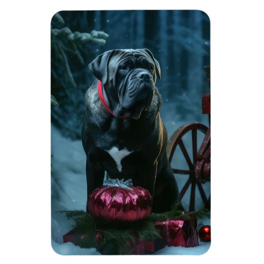 Magnet Flexible Décor de Noël Cane Corso Snowy Sleigh (Vertical)