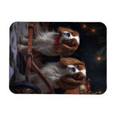 Magnet Flexible Décor de Noël Cavalier King enneigé   (Horizontal)