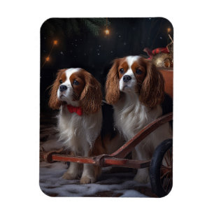 Magnet Flexible Décor de Noël Cavalier King enneigé  