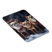 Magnet Flexible Décor de Noël Chihuahua Snowy Sleigh (Côté Droit)
