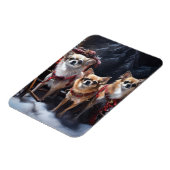 Magnet Flexible Décor de Noël Chihuahua Snowy Sleigh (Côté Gauche)